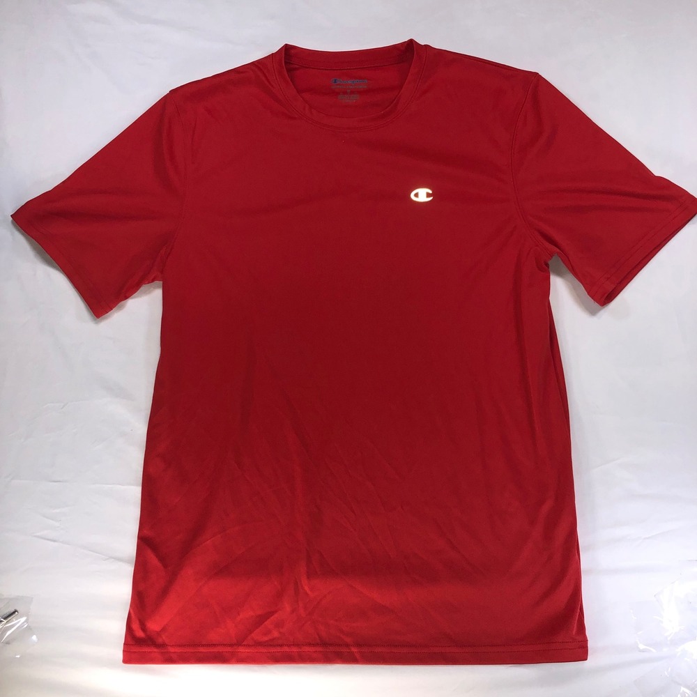 Champion Mens Red Short Sleeve Performance T-Shirt Reflective Logo Size M T0022